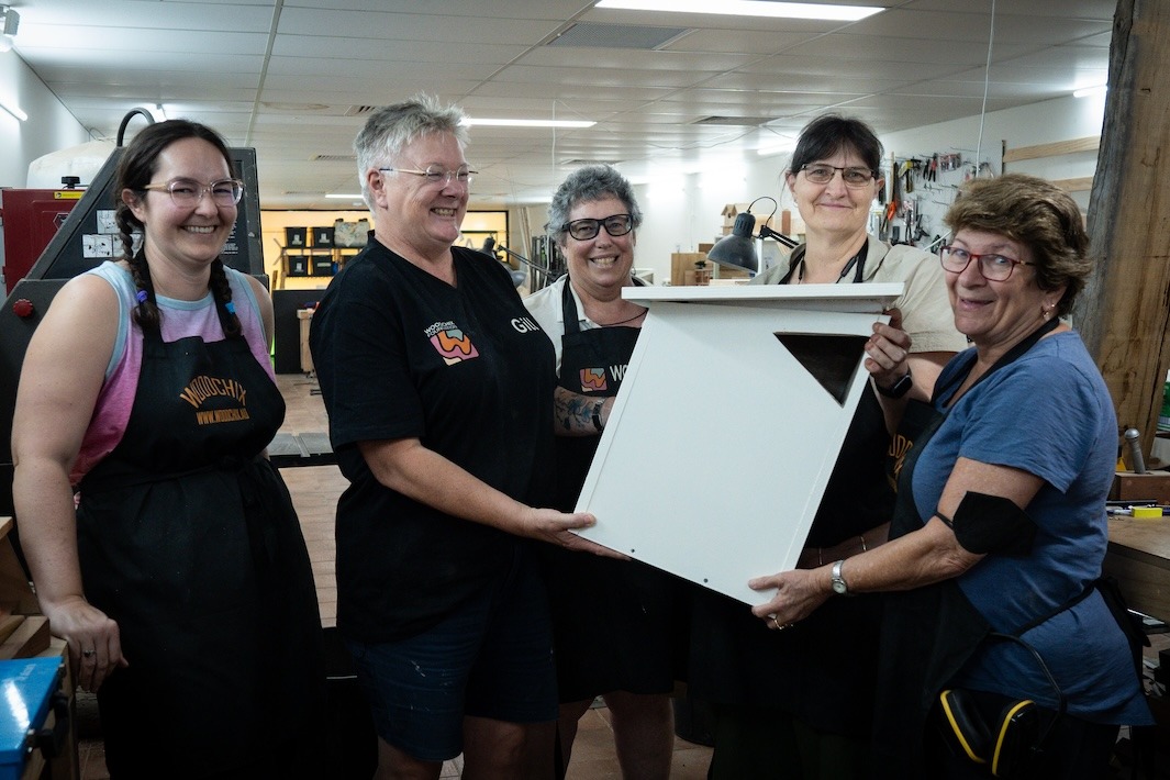 Women rule the tools! Gill with some of the women from Woodchix, who all share a special connection to the love of woodwork. Women rule the tools! Gill with some of the women from Woodchix, who all share a special connection to the love of woodwork.